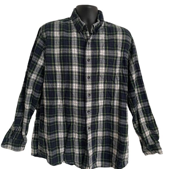 LL Bean Plaid Flannel Men’s Large Tall Cotton Button Down Shirt Traditional Fit - Picture 5 of 8